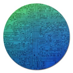 Blue And Green Circuit Board Wallpaper Circuit Board Sketch Magnet 5  (round)