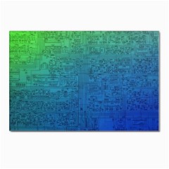 Blue And Green Circuit Board Wallpaper Circuit Board Sketch Postcard 4 x 6  (pkg Of 10) by Bakwanart