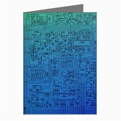 Blue And Green Circuit Board Wallpaper Circuit Board Sketch Greeting Cards (pkg Of 8)