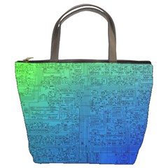 Blue And Green Circuit Board Wallpaper Circuit Board Sketch Bucket Bag by Bakwanart