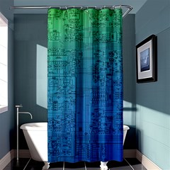 Blue And Green Circuit Board Wallpaper Circuit Board Sketch Shower Curtain 36  X 72  (stall) 