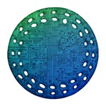 Blue And Green Circuit Board Wallpaper Circuit Board Sketch Ornament (Round Filigree) Front