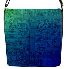 Blue And Green Circuit Board Wallpaper Circuit Board Sketch Flap Closure Messenger Bag (s)