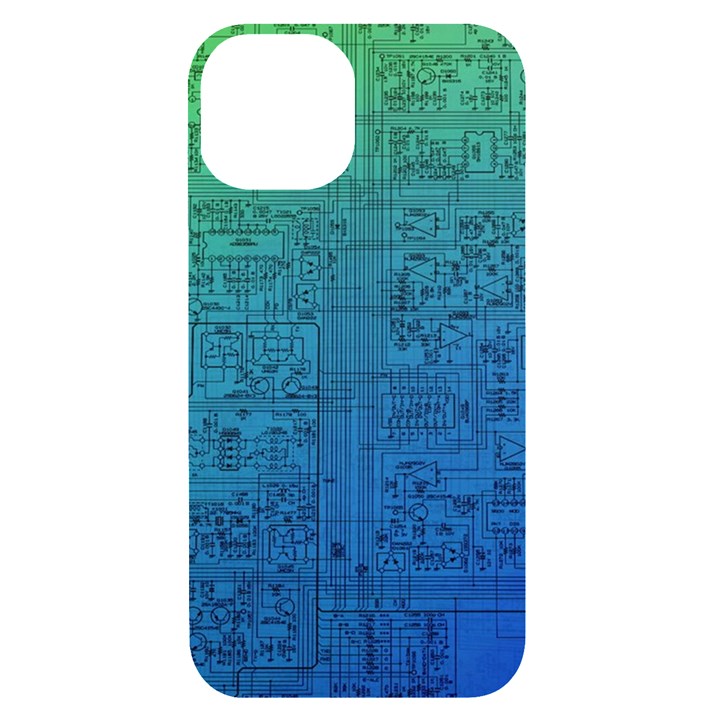 Blue And Green Circuit Board Wallpaper Circuit Board Sketch iPhone 14 Black UV Print Case