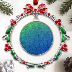 Blue And Green Circuit Board Wallpaper Circuit Board Sketch Metal X mas Wreath Ribbon Ornament