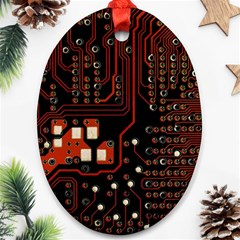 Red Computer Circuit Board Ornament (oval)