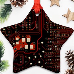 Red Computer Circuit Board Ornament (star)