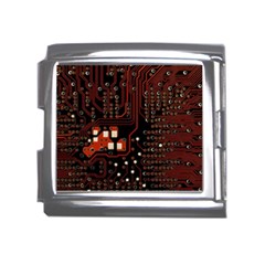 Red Computer Circuit Board Mega Link Italian Charm (18mm) by Bakwanart