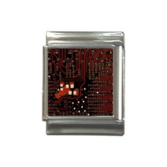 Red Computer Circuit Board Italian Charm (13mm) by Bakwanart