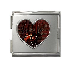 Red Computer Circuit Board Mega Link Heart Italian Charm (18mm) by Bakwanart