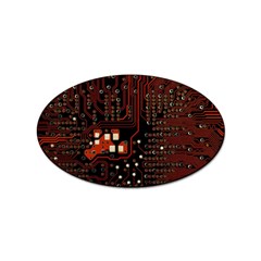 Red Computer Circuit Board Sticker (oval)