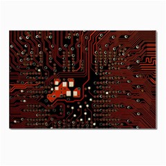 Red Computer Circuit Board Postcard 4 x 6  (pkg Of 10) by Bakwanart