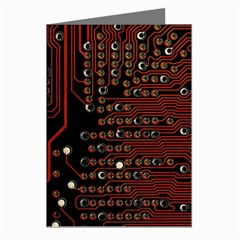 Red Computer Circuit Board Greeting Cards (pkg Of 8)