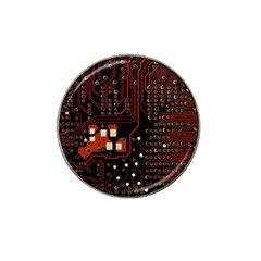 Red Computer Circuit Board Hat Clip Ball Marker by Bakwanart