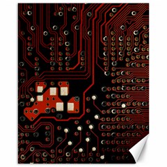 Red Computer Circuit Board Canvas 16  X 20  by Bakwanart