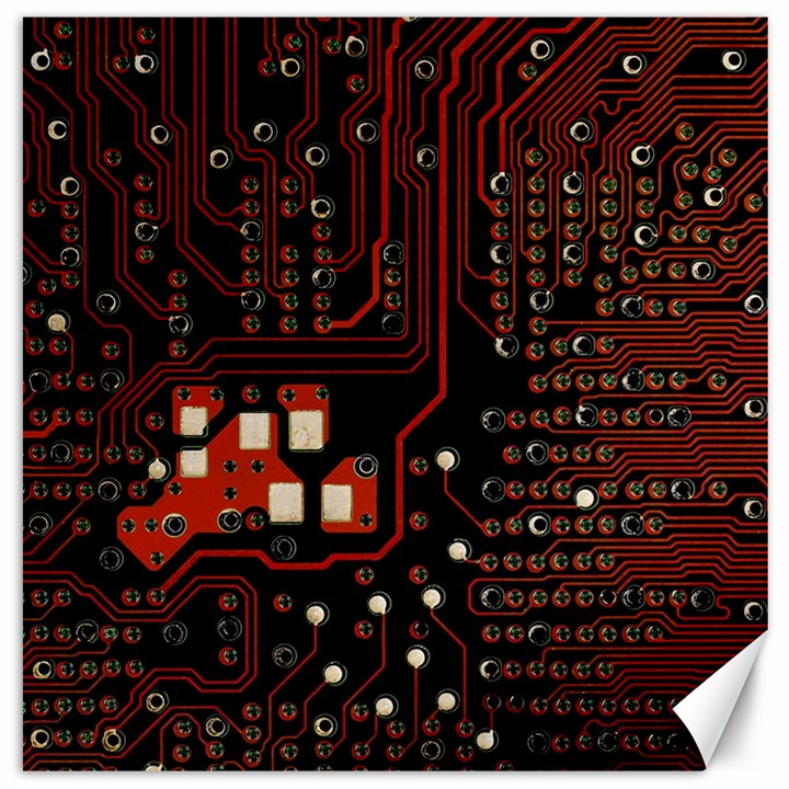 Red Computer Circuit Board Canvas 20  x 20 