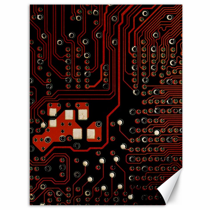 Red Computer Circuit Board Canvas 36  x 48 