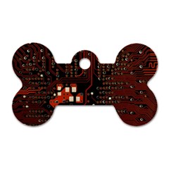 Red Computer Circuit Board Dog Tag Bone (one Side) by Bakwanart