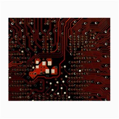 Red Computer Circuit Board Small Glasses Cloth (2 Sides) by Bakwanart