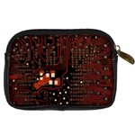 Red Computer Circuit Board Digital Camera Leather Case Back