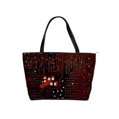 Red Computer Circuit Board Classic Shoulder Handbag by Bakwanart