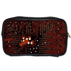 Red Computer Circuit Board Toiletries Bag (one Side)