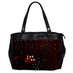 Red Computer Circuit Board Oversize Office Handbag by Bakwanart