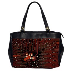 Red Computer Circuit Board Oversize Office Handbag (2 Sides) by Bakwanart