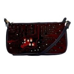 Red Computer Circuit Board Shoulder Clutch Bag by Bakwanart