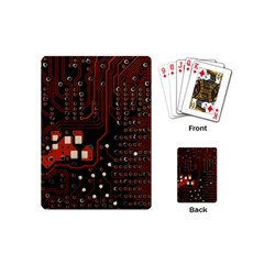 Red Computer Circuit Board Playing Cards Single Design (mini) by Bakwanart