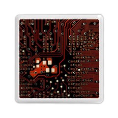 Red Computer Circuit Board Memory Card Reader (square) by Bakwanart