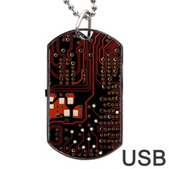 Red Computer Circuit Board Dog Tag Usb Flash (two Sides) by Bakwanart