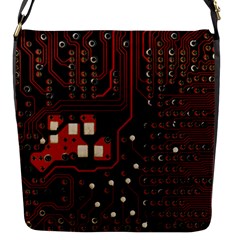 Red Computer Circuit Board Flap Closure Messenger Bag (s) by Bakwanart