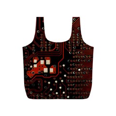 Red Computer Circuit Board Full Print Recycle Bag (s) by Bakwanart