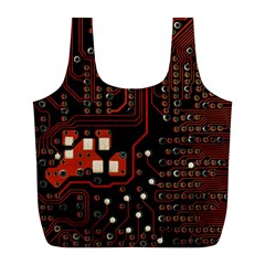 Red Computer Circuit Board Full Print Recycle Bag (l) by Bakwanart