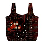 Red Computer Circuit Board Full Print Recycle Bag (L) Front