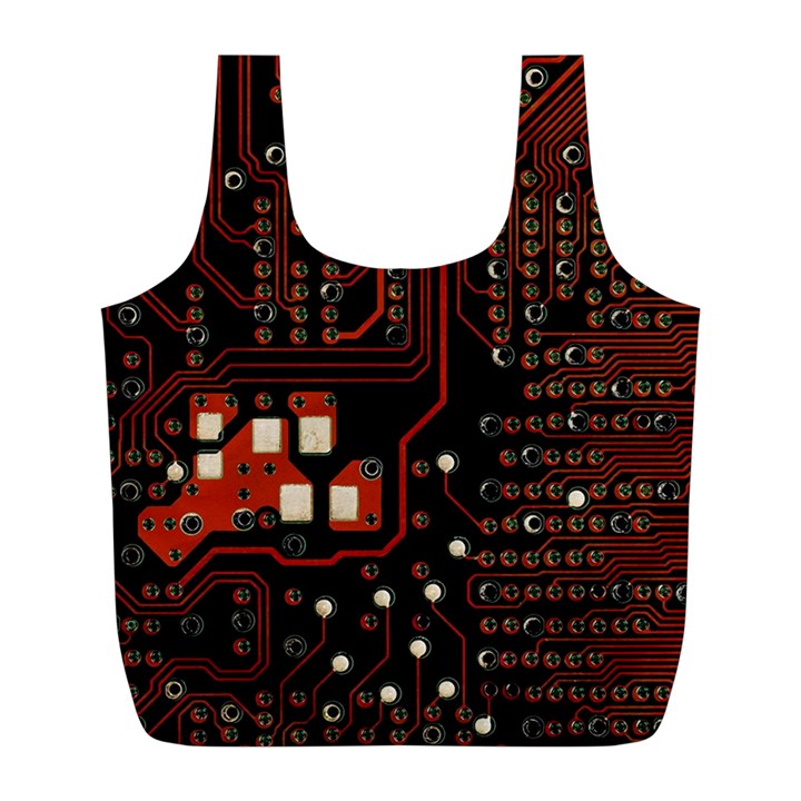 Red Computer Circuit Board Full Print Recycle Bag (L)