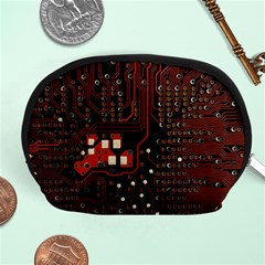 Red Computer Circuit Board Accessory Pouch (medium) by Bakwanart