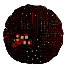 Red Computer Circuit Board Large 18  Premium Flano Round Cushions by Bakwanart