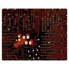 Red Computer Circuit Board Two Sides Premium Plush Fleece Blanket (medium) by Bakwanart