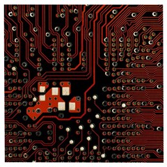 Red Computer Circuit Board Wooden Puzzle Square by Bakwanart