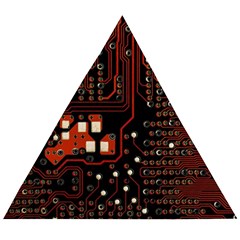 Red Computer Circuit Board Wooden Puzzle Triangle by Bakwanart