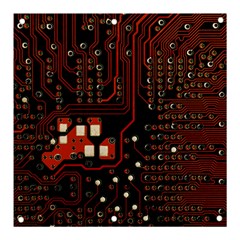 Red Computer Circuit Board Banner And Sign 3  X 3  by Bakwanart