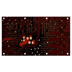 Red Computer Circuit Board Banner And Sign 7  X 4  by Bakwanart