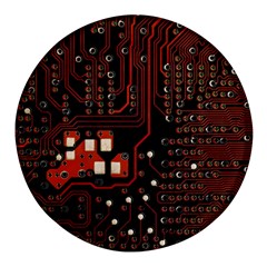 Red Computer Circuit Board Round Glass Fridge Magnet (4 Pack)