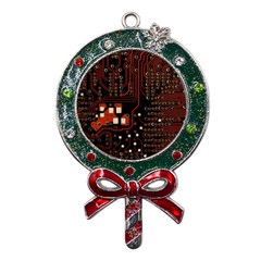 Red Computer Circuit Board Metal X mas Lollipop With Crystal Ornament by Bakwanart