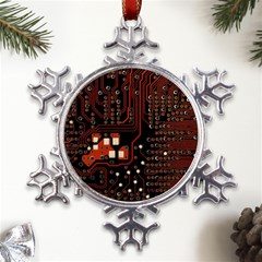 Red Computer Circuit Board Metal Large Snowflake Ornament