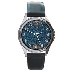 Position Of The Constellations Illustration Star Blue Round Metal Watch by Bakwanart