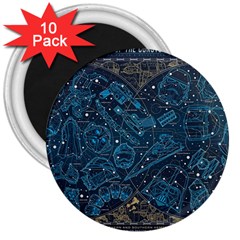 Position Of The Constellations Illustration Star Blue 3  Magnets (10 Pack)  by Bakwanart