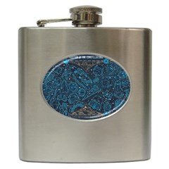 Position Of The Constellations Illustration Star Blue Hip Flask (6 Oz) by Bakwanart